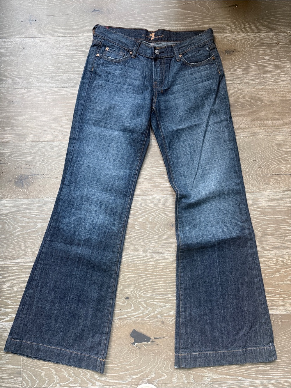 7 For All Mankind Indigo Flared Wide-Leg Jeans
